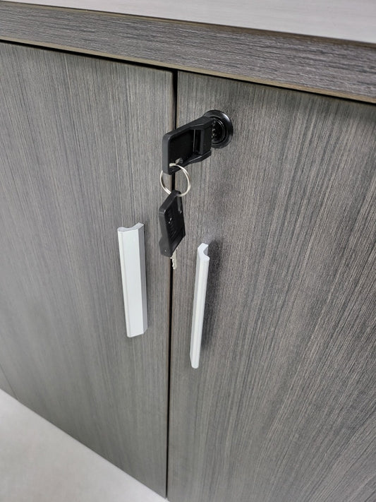 Modern 1600mm Wide Four Door Grey Oak Executive Office Cupboard - S0616-4DR-DG04