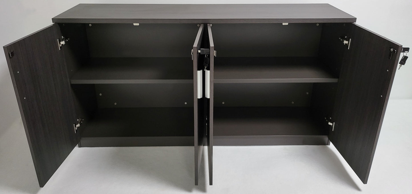 Modern 1600mm Wide Four Door Grey Oak Executive Office Cupboard - S0616-4DR-DG04