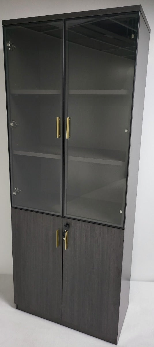 Modern Modular Two Door Bookcase in Grey Oak - 800mm Wide - BWJ-HS0508