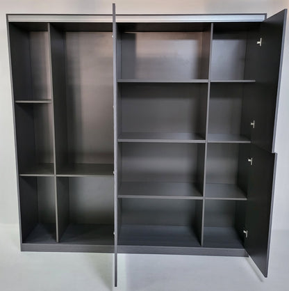 Large Grey Oak Fixed Shelf Bookcase with Metallic Trim - 2000mm - DGWK-S0120