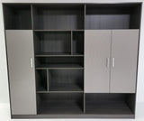 Modern Large Grey Oak Fixed Shelf Bookcase - 2000mm - S0128