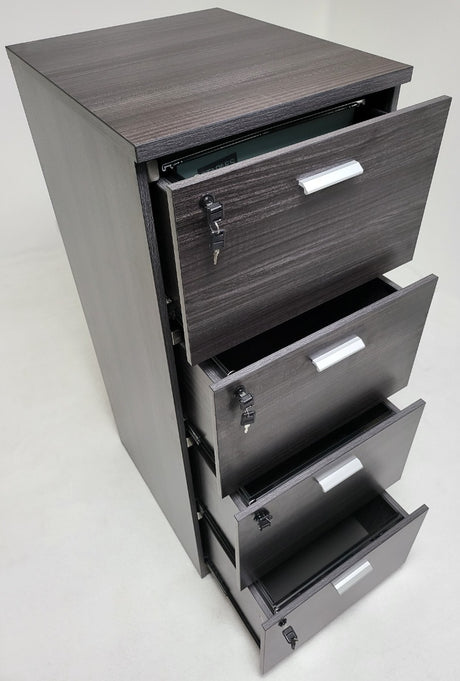 Grey Oak Executive Four Drawer Filing Cabinet - LX-AB84