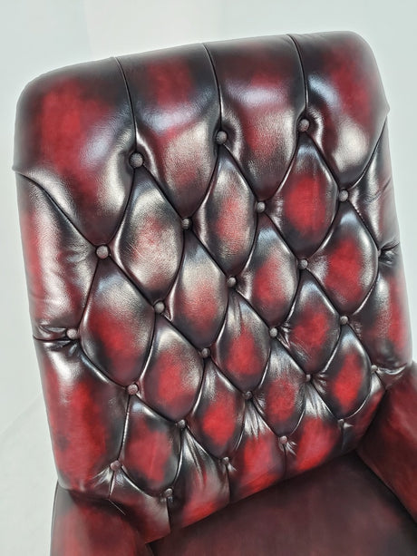 Traditional Burgundy Genuine Leather Chesterfield Office Chair - A1023