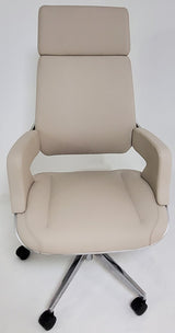 Contemporary Modern Ivory Leather Office Chair with Silver Shell - B585