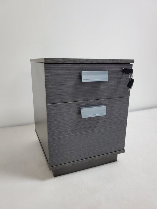 Grey Oak Pedestal with One Door and One Drawer - WKO-S0504