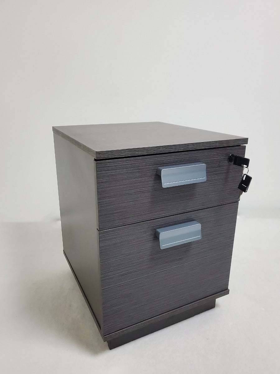 Grey Oak Pedestal with One Door and One Drawer - WKO-S0504