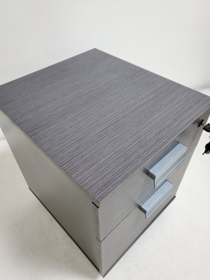 Grey Oak Pedestal with One Door and One Drawer - WKO-S0504