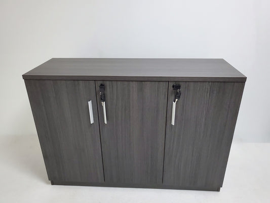 Modern 1200mm Wide Three Door Grey Oak Executive Office Cupboard - S0616-3DR-DG04