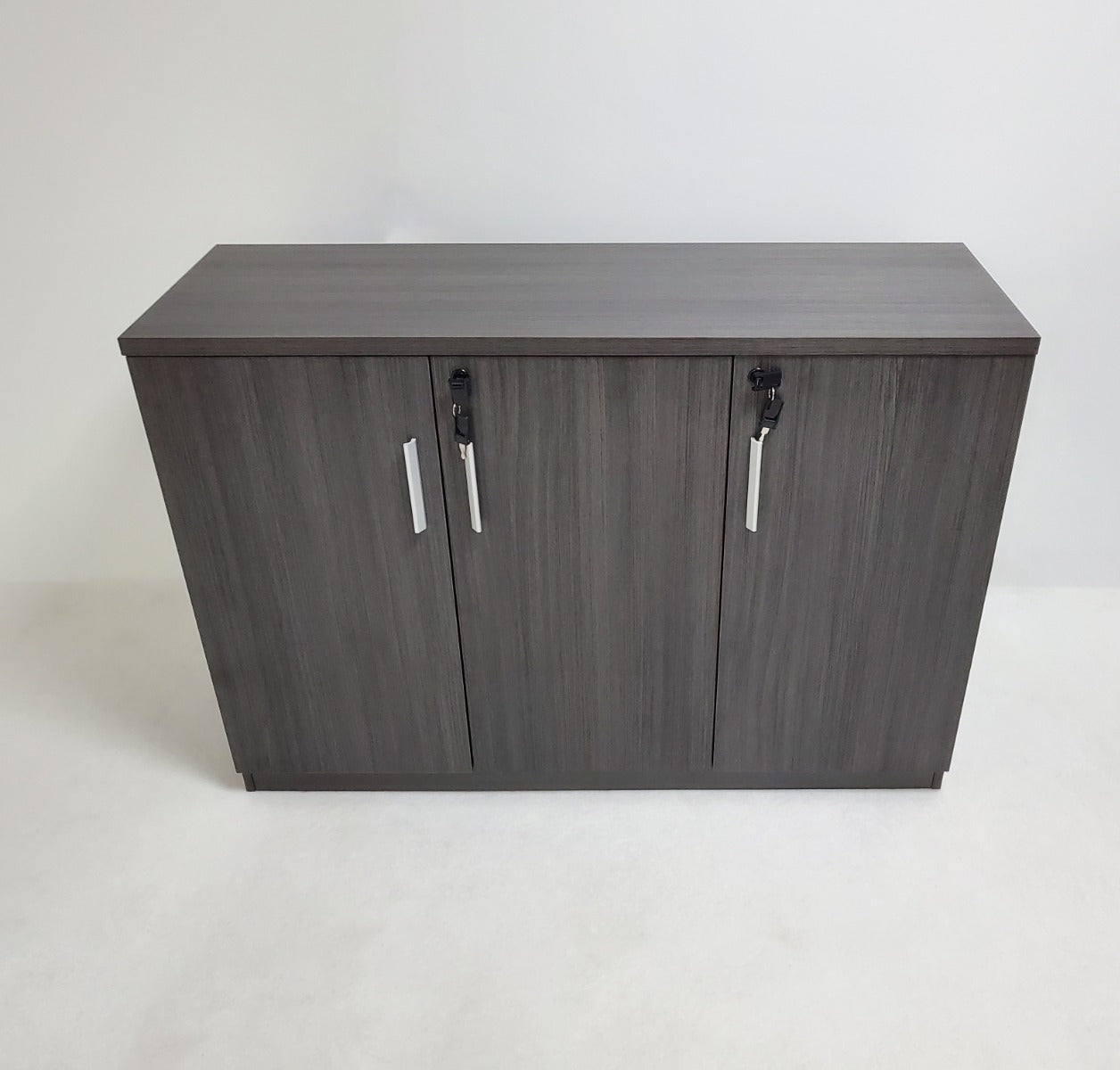Modern 1200mm Wide Three Door Grey Oak Executive Office Cupboard - S0616-3DR-DG04