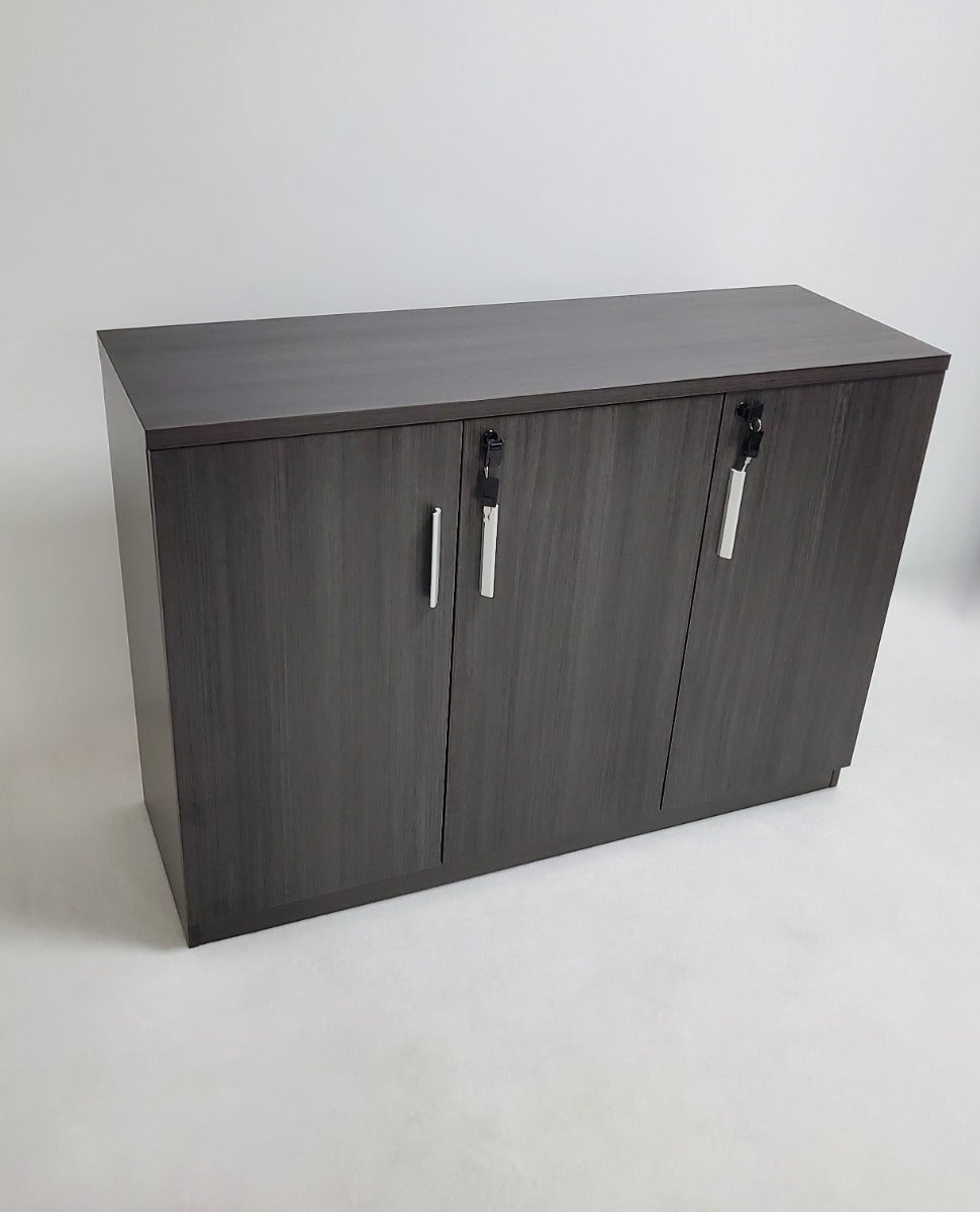 Modern 1200mm Wide Three Door Grey Oak Executive Office Cupboard - S0616-3DR-DG04