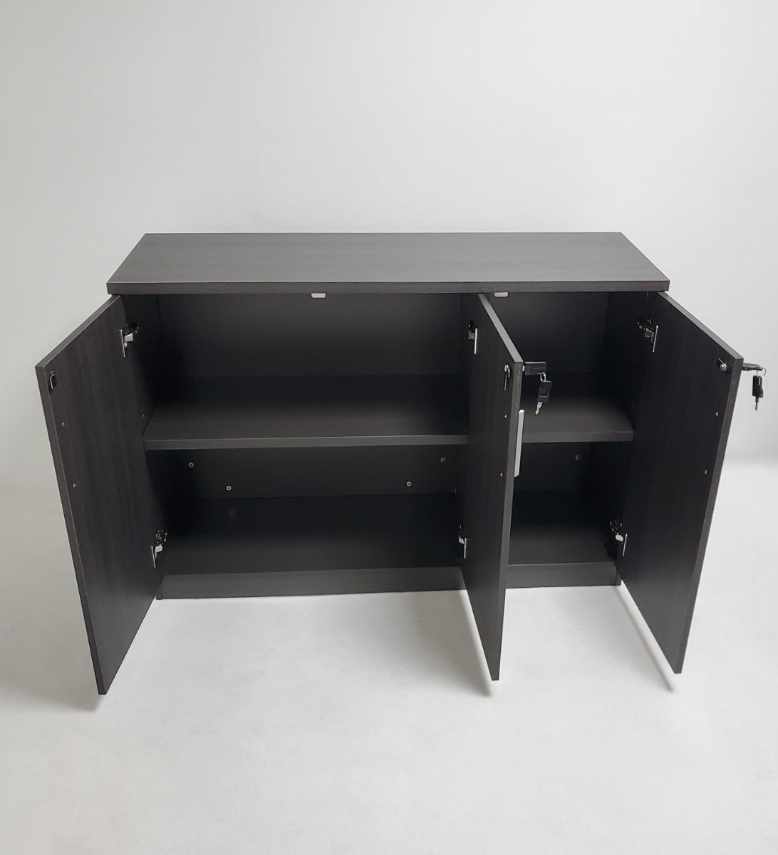 Modern 1200mm Wide Three Door Grey Oak Executive Office Cupboard - S0616-3DR-DG04