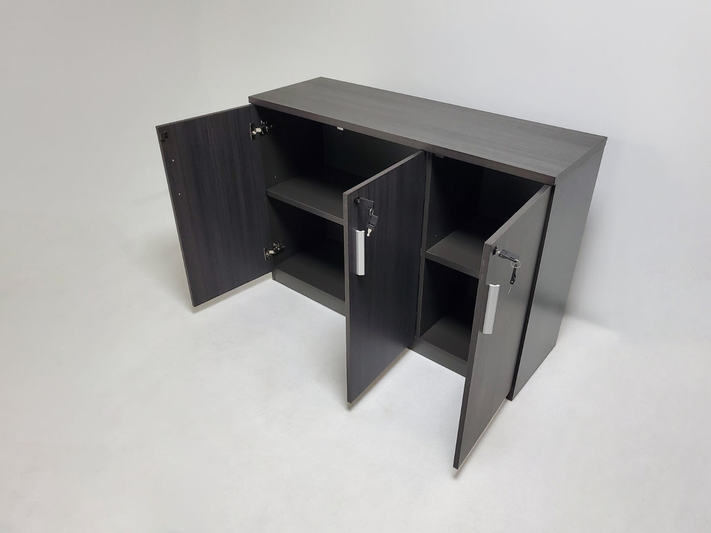 Modern 1200mm Wide Three Door Grey Oak Executive Office Cupboard - S0616-3DR-DG04