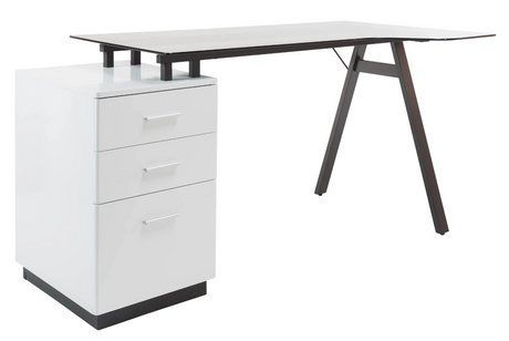 Cleveland 4 White & Smoked Glass Home Office Desk