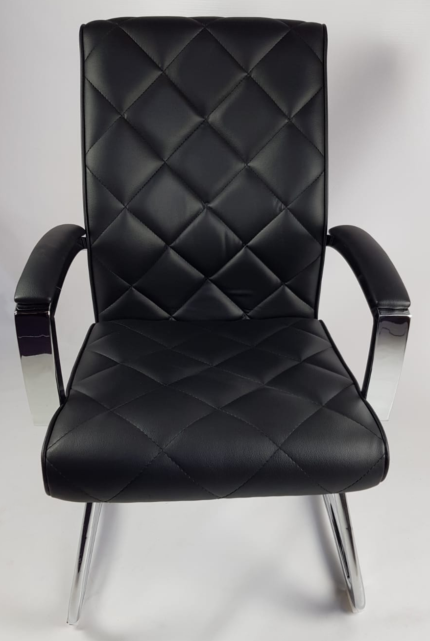 Quilted Black Leather Stylish Cantilever Visitors Chair - ZV-B217