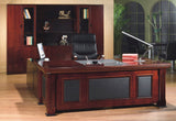 Mahogany Executive Desk With Leather Detailing - With Pedestal and Return - 2233