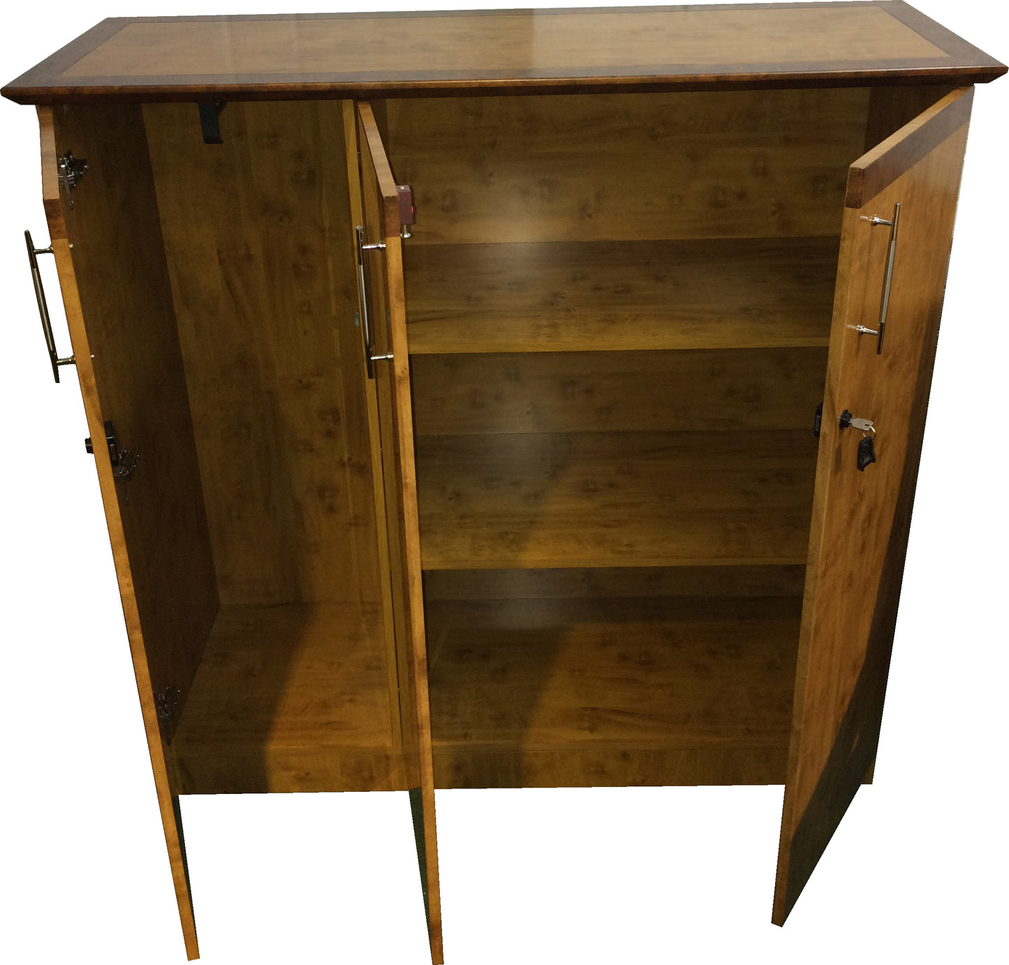 Three Door Tall Two Tone Yew Office Cupboard - 1860T