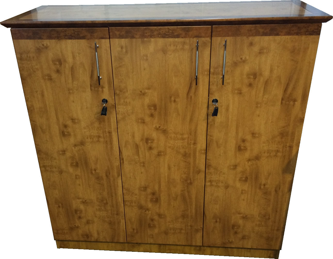 Three Door Tall Two Tone Yew Office Cupboard - 1860T
