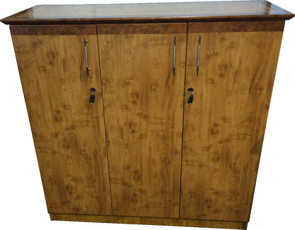 Three Door Tall Two Tone Yew Office Cupboard - 1860T
