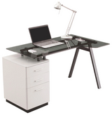 Cleveland 4 White & Smoked Glass Home Office Desk