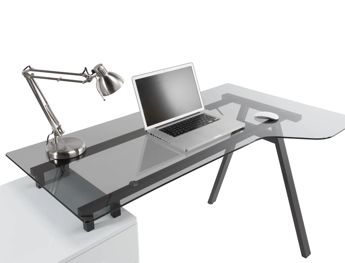 Smoked glass office deals desk