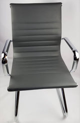 Modern Grey Leather Eames Style Cantilever Visitor Chair - HB-E13