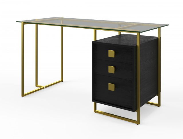 Atherton Black Gold Glass Home Office Desk