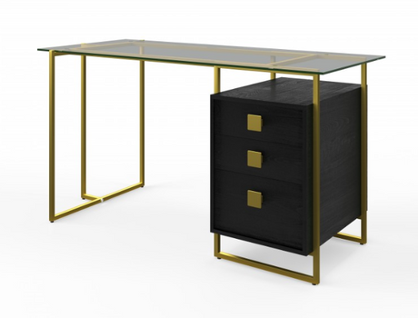 Atherton Black & Gold Glass Home Office Desk