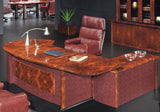 Luxury Executive Desk With Curved Design HAY-16841 Walnut with Burgundy Leather 2600mm