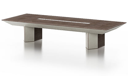 Large Boardroom Table in Chocolate Walnut and Ivory Leather - All Sizes from 3000mm to 5000mm Available - T06T38