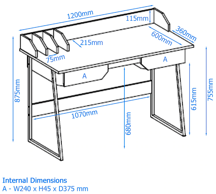Salisbury Oak & Black Home Office Desk