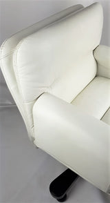 Modern White Leather Executive Office Chair - HSN-B019