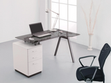 Cleveland 4 White & Smoked Glass Home Office Desk
