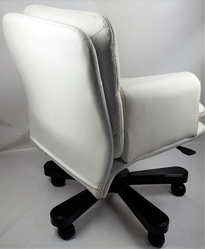 Modern White Leather Executive Office Chair - HSN-B019