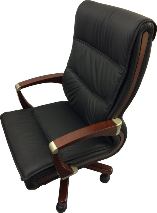 Senato Executive Black Leather Office Chair - 9102