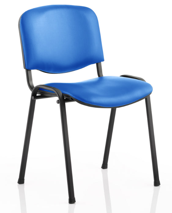 Stackable ISO Blue Vinyl Conference Chair - Black or Chrome Frame