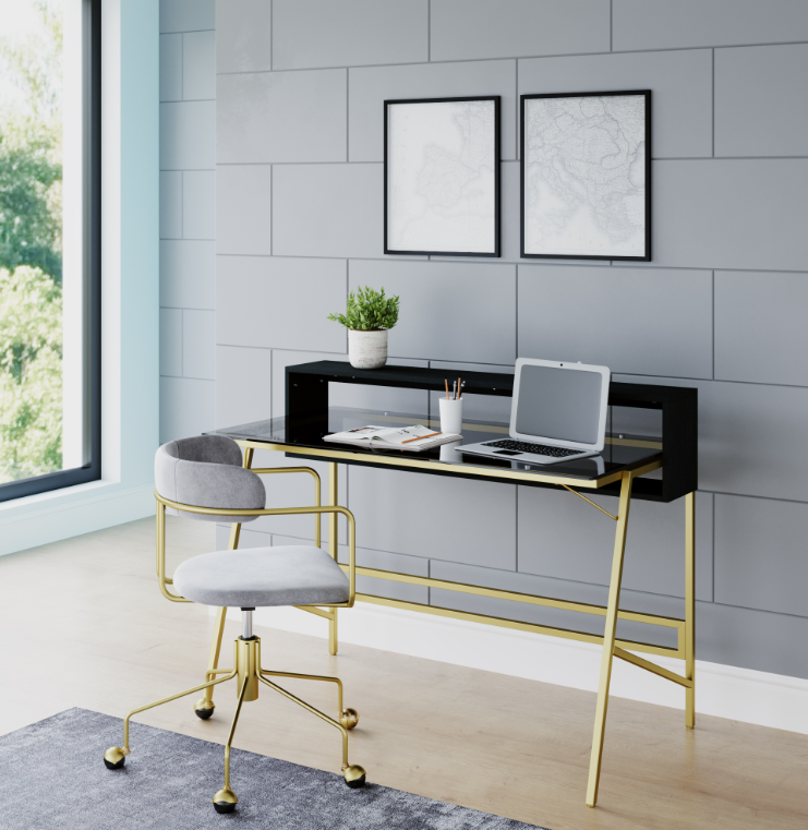 Morgan Black Gold Glass Home Office Desk