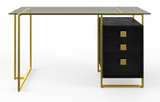 Atherton Black & Gold Glass Home Office Desk