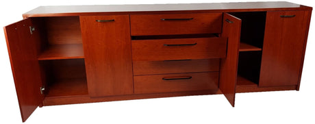 Light Mahogany Veneered Executive Cupboard with Drawers and Doors - 0912L