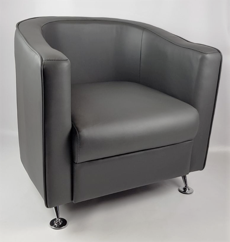 Grey tub chair with chrome legs deals