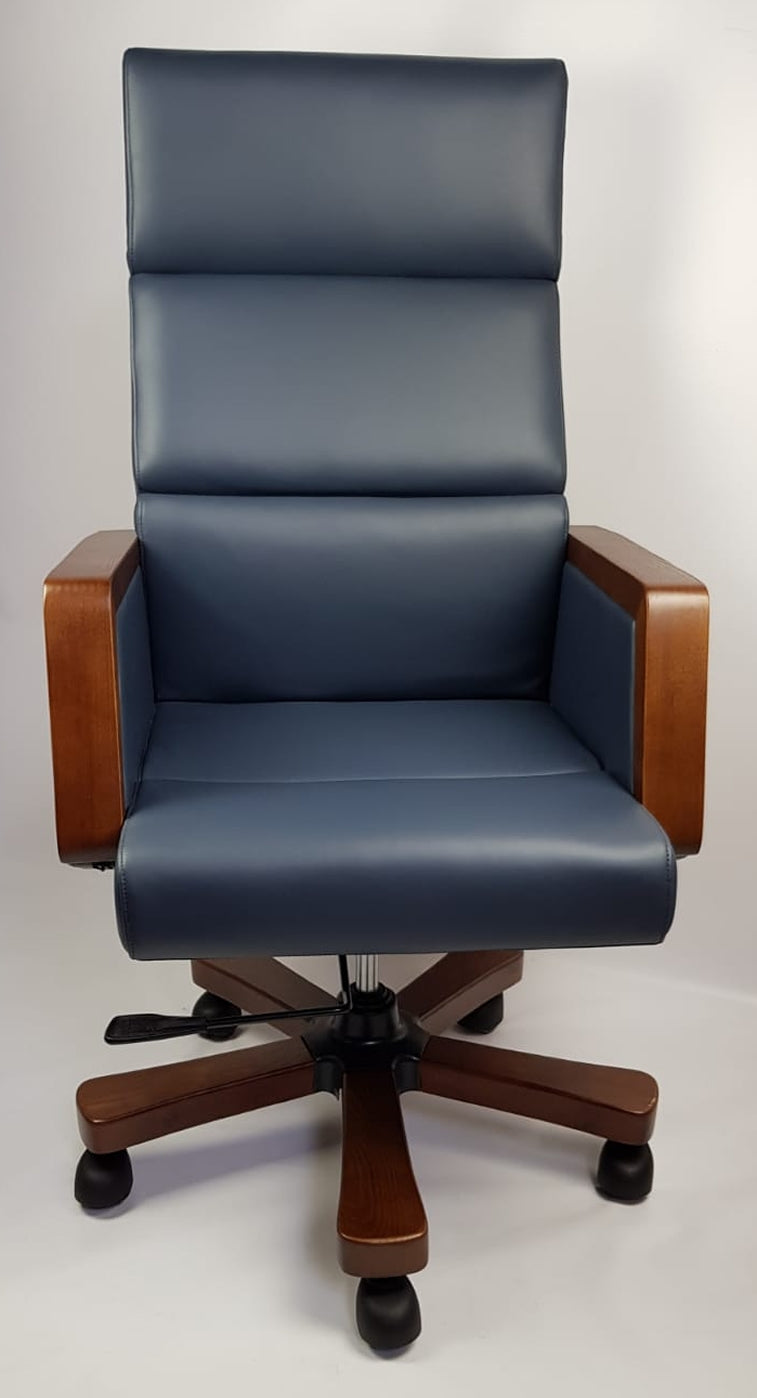 Navy leather 2024 swivel chair