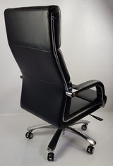 Black Leather Chrome Frame Deep Padded Executive Office Chair - HB1817-B