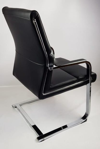 Black Leather Chrome Frame Executive Visitor Chair - HB-1817C
