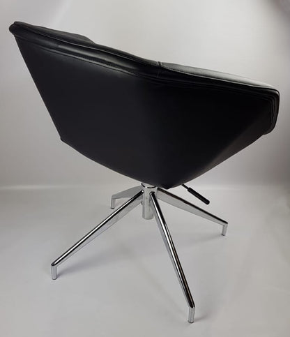 Black Swivel Base Diamond Style Quilted Tub Reception Chair - HB-182