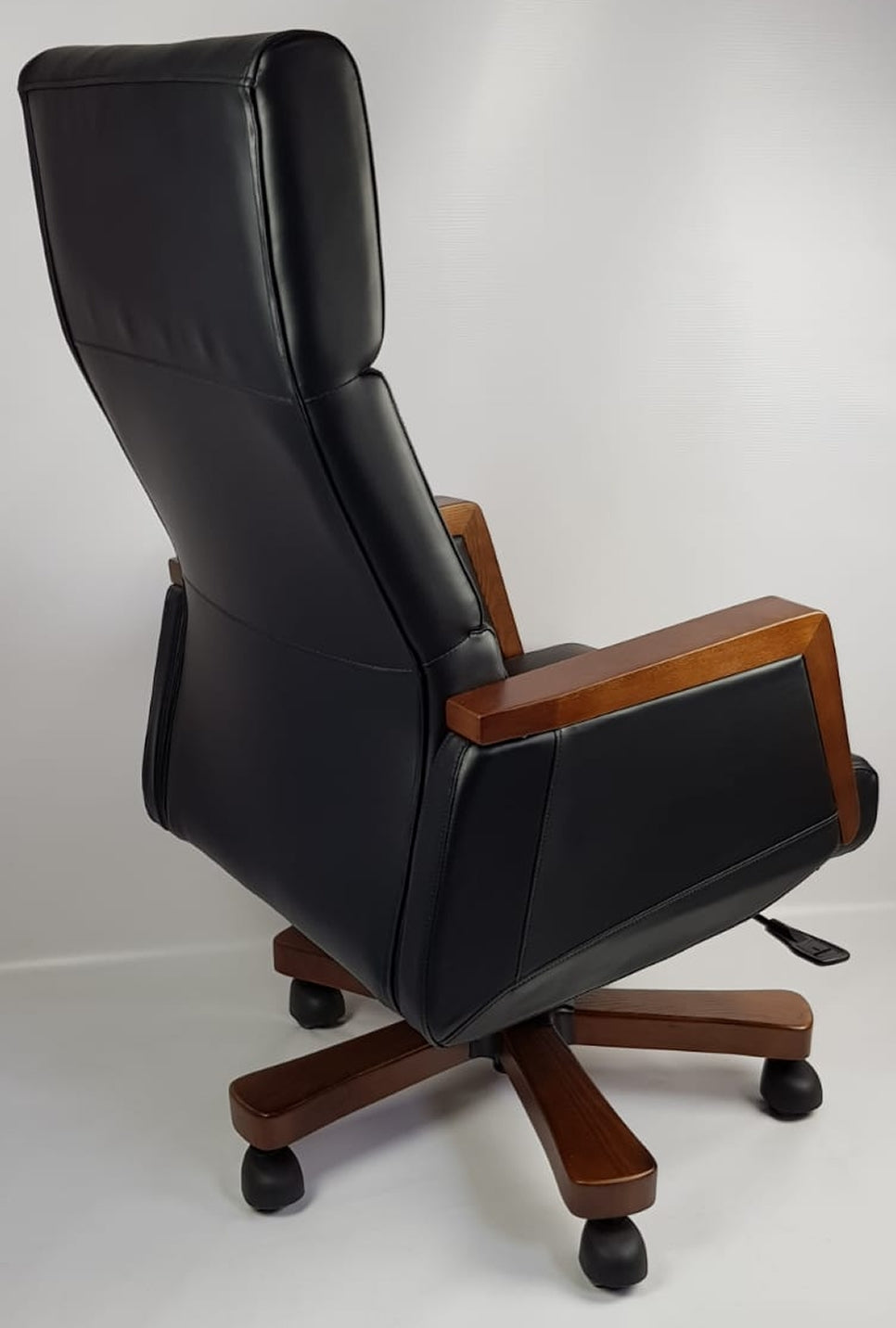 Black Leather Solid Wood Executive Office Chair - HB-1819-B