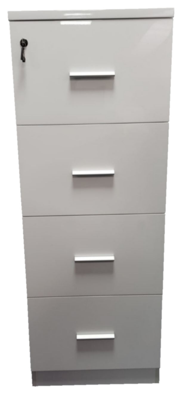 White Gloss Four Drawer Filing Cabinet - AB84-4DR