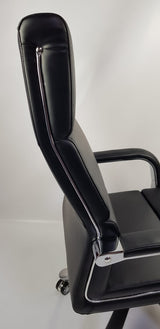 Black Leather Chrome Frame Deep Padded Executive Office Chair - HB1817-B