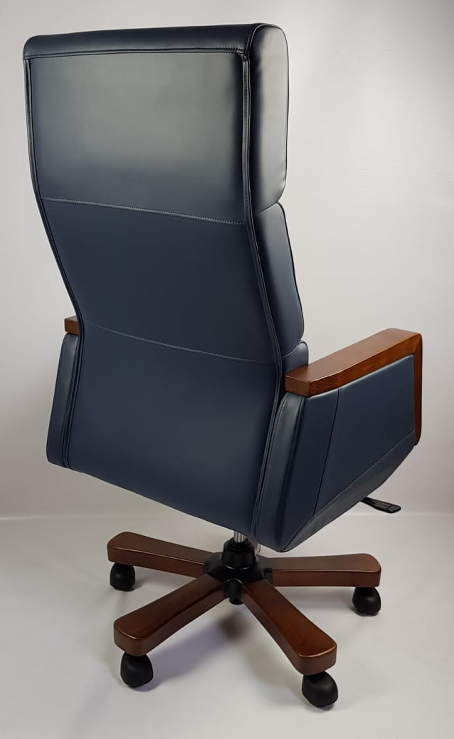 Blue Leather Solid Wood Executive Office Chair - HB1819-BL