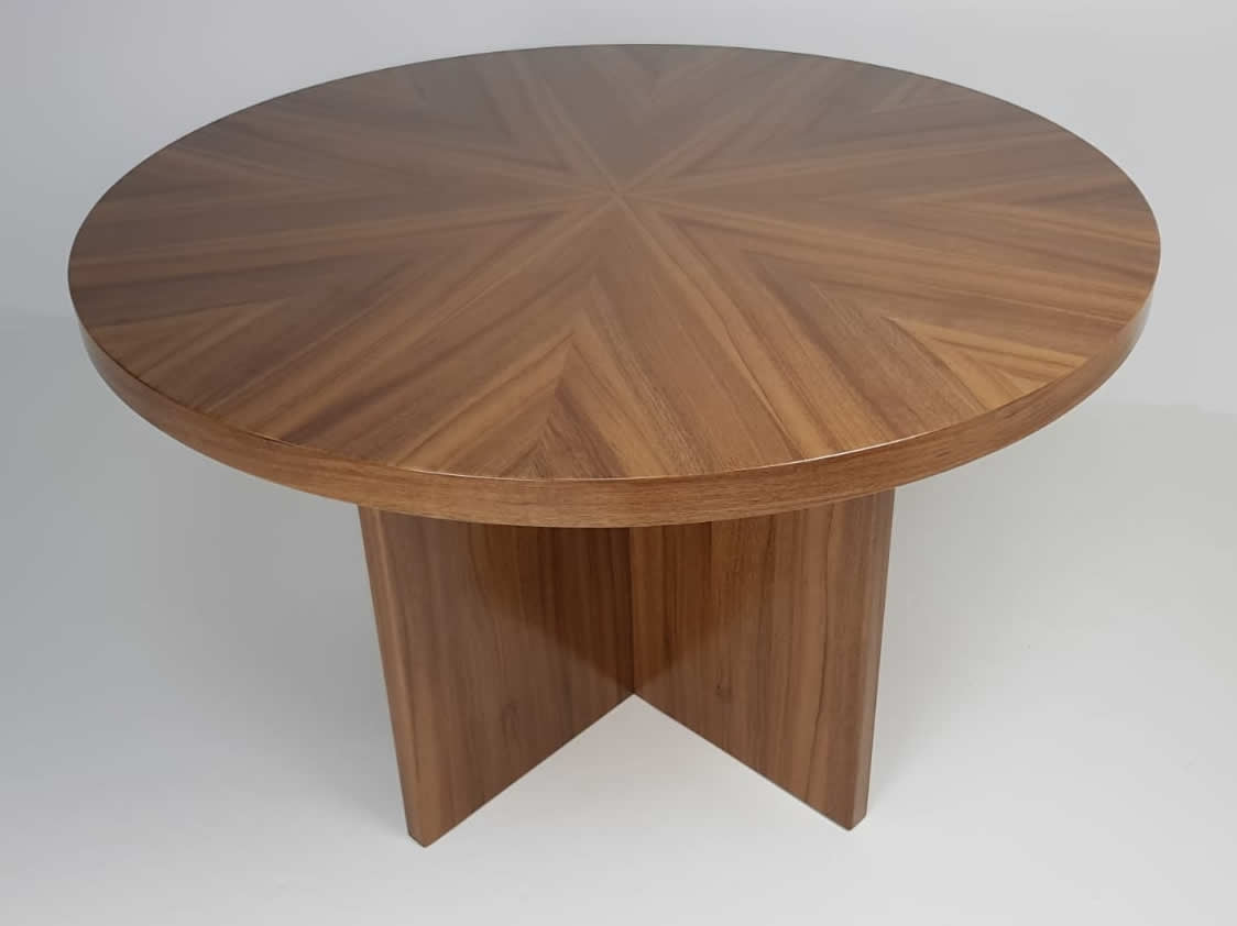 Executive Round Meeting Table in Light Oak - 1200mm - B02-E04 UK