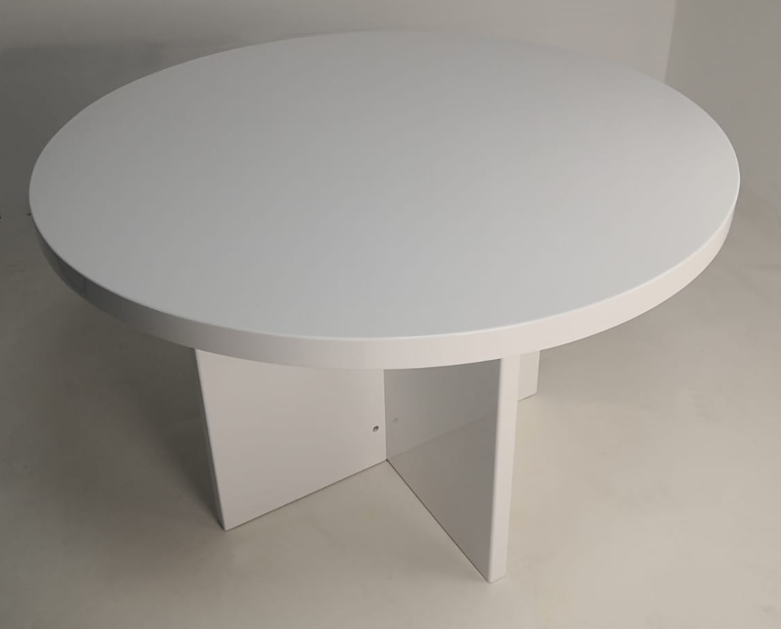 EX SHOWROOM - Executive Round Meeting Room Table White Gloss - 1200mm - B02-White Huddersfield
