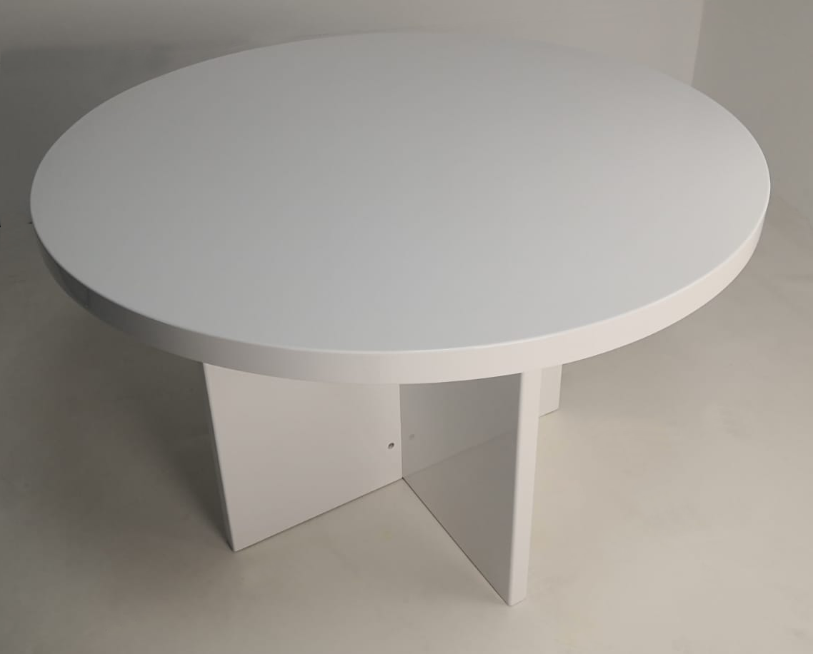 Executive Round Meeting Room Table White Gloss - 1861-R-GW